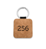 Leren sleutellabel met nummer vierkant 50x50mm - per 1 stuk