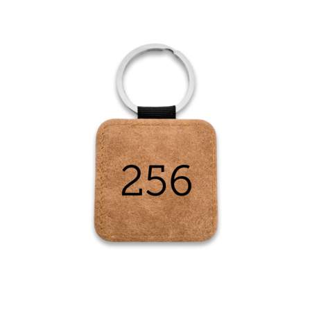Leren sleutellabel met nummer vierkant 50x50mm - per 1 stuk
