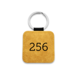 Leren sleutellabel met nummer vierkant 50x50mm - per 1 stuk