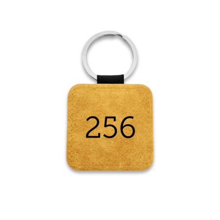 Leren sleutellabel met nummer vierkant 50x50mm - per 1 stuk