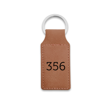 Leren sleutellabel met nummer rechthoek 33x70mm - per 1 stuk