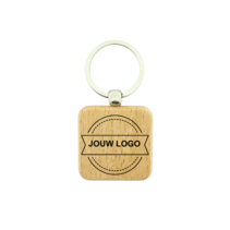 Houten sleutelhanger vierkant met logo