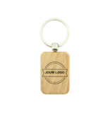 Houten sleutelhanger kleine rechthoek met logo 30x44mm - per 1 stuk