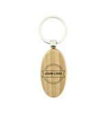 Houten sleutelhanger ovaal met logo 30x54mm - per 1 stuk