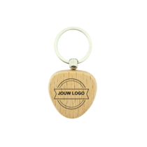 Houten sleutelhanger driehoek met logo