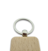 Houten sleutelhanger half ovaal met logo 35x50mm - per 1 stuk