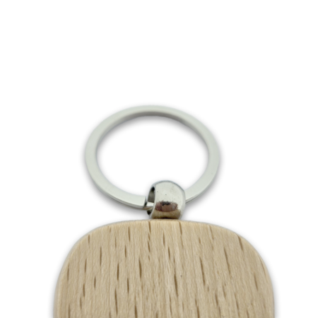 Houten sleutelhanger driehoek met logo 40x40mm - per 1 stuk