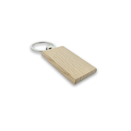 CombiCraft Houten sleutelhanger middel rechthoek met logo 32x51mm - per 1 stuk