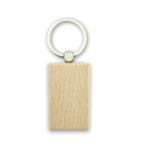 Houten sleutelhanger middel rechthoek met logo 32x51mm - per 1 stuk