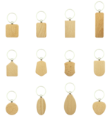 Houten sleutelhanger schild met logo 32x45mm - per 1 stuk