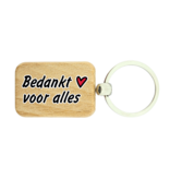 Houten sleutelhanger Bedankt voor alles - per 1 stuk