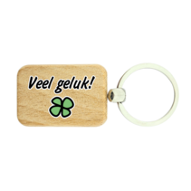 Houten sleutelhanger Veel geluk