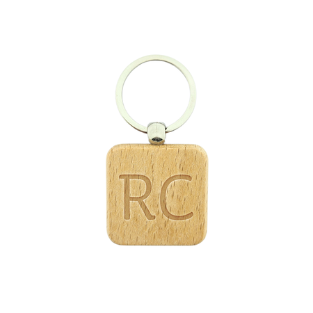 Gepersonaliseerde houten sleutelhanger met een enkele letter of initialen - per 1 stuk