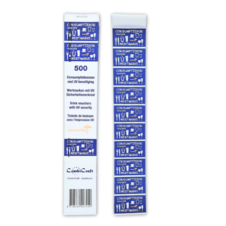 CombiCraft Blauwe  consumptiebon op strip met UV-beveiliging - (50x28 mm) per 1000 bonnen