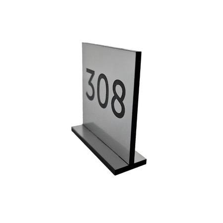 CombiCraft Tafelnummer Bistro van zilverkleurig acrylaat 60x60 mm, met dubbelzijdige nummering naar wens - per 1 stuk