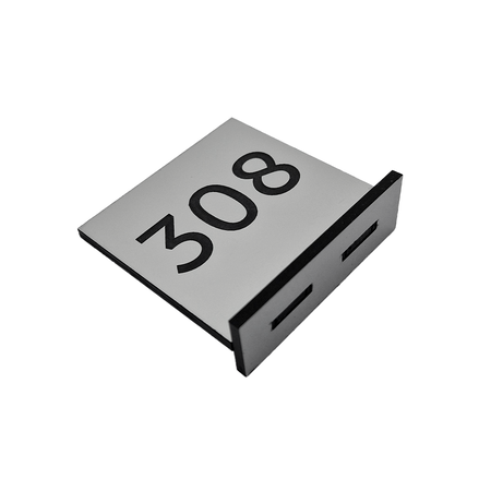 Tafelnummer Bistro van zilverkleurig acrylaat 60x60 mm, met dubbelzijdige nummering naar wens - per 1 stuk