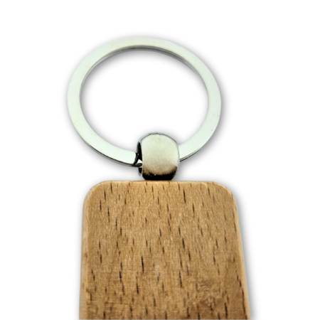 Houten sleutelhanger rechthoek 27x80 mm met gravering - per 1 stuk
