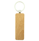 Houten sleutelhanger rechthoek 27x80 mm met gravering - per 1 stuk