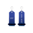 CombiCraft Midi Bumerang aluminium hotel sleutelhanger in blauw met zilveren gravering 30x75 mm