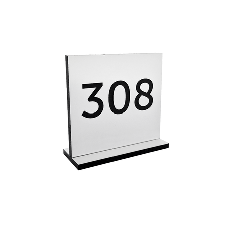 Tafelnummer Bistro van wit acrylaat 60x60 mm, met dubbelzijdige nummering naar wens - per 1 stuk