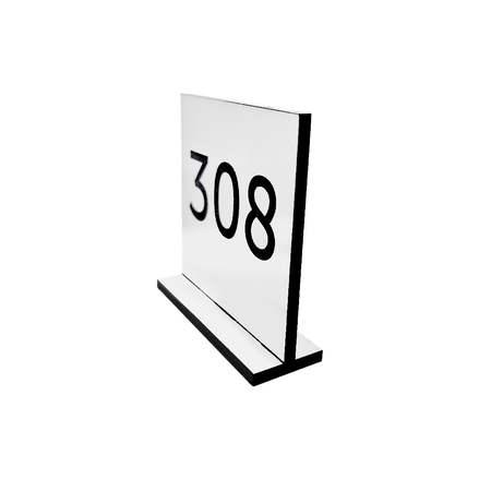 CombiCraft Tafelnummer Bistro van wit acrylaat 60x60 mm, met dubbelzijdige nummering naar wens - per 1 stuk