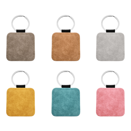 Blanco leren sleutelhanger vierkant 50x50mm - per 1 stuk
