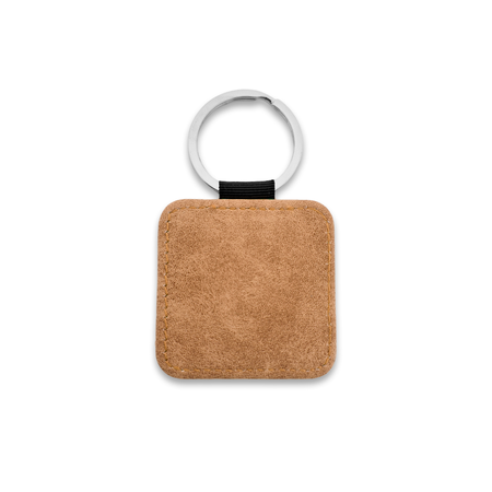 Blanco leren sleutelhanger vierkant 50x50mm - per 1 stuk