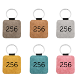 Leren sleutellabel met nummer vierkant 50x50mm - per 1 stuk