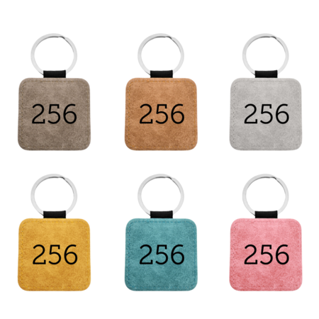 Leren sleutellabel met nummer vierkant 50x50mm - per 1 stuk