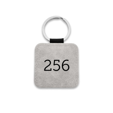 Leren sleutellabel met nummer vierkant 50x50mm - per 1 stuk