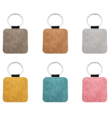 Blanco leren sleutellabel vierkant 50x50mm - per 1 stuk