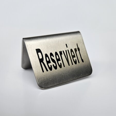 Tafelbord RVS met Duitse gravering 'Reserviert' 53x40 mm
