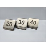 Tafelnummers van RVS 53x40 mm - 1 set van 36 bordjes met de nummers 14 t/m 40