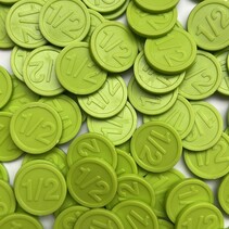 Restpartij kleine plastic consumptiemunten 1/2 groen