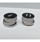 CombiCraft Restpartij Nummerplaatjes Plaknummers Acrylaat 24mm rond 1 t/m 20 met tape
