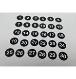 CombiCraft Restpartij Nummerplaatjes Plaknummers Acrylaat 24mm rond 1 t/m 30 met tape