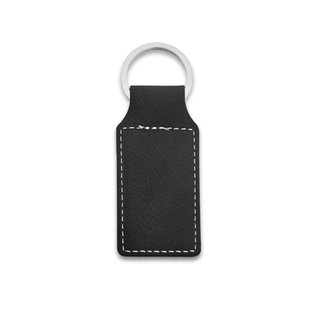 Blanco leren sleutelhanger rechthoek 33x70mm - per 1 stuk