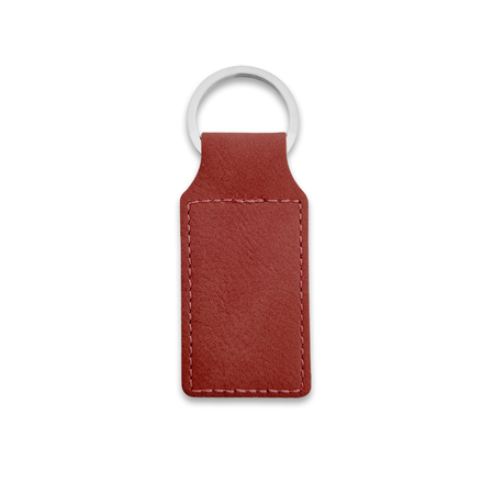 Blanco leren sleutelhanger rechthoek 33x70mm - per 1 stuk