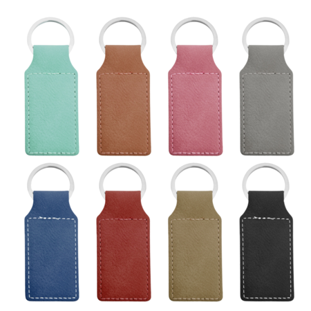 Blanco leren sleutellabel rechthoek 33x70mm - per 1 stuk