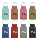 Leren sleutellabel met nummer rechthoek 33x70mm - per 1 stuk