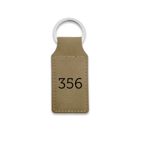Leren sleutellabel met nummer rechthoek 33x70mm - per 1 stuk