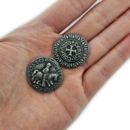 CombiCraft Replica Middeleeuwse Munt zilverkleurig, een in brons gegoten munt, ca. Ø24 mm doorsnede - 100 stuks