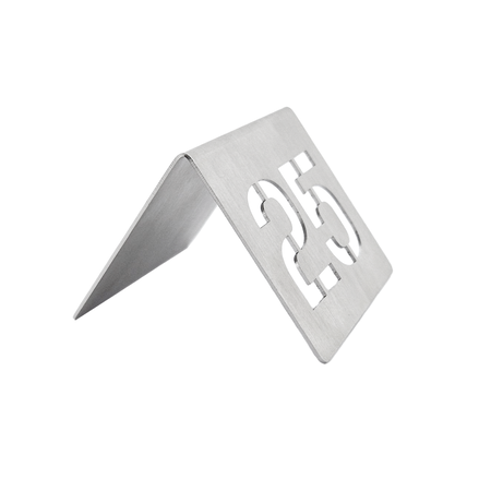 Tafelnummer van RVS in zilver met uitgesneden nummers 75x56x1mm - per 1 stuk