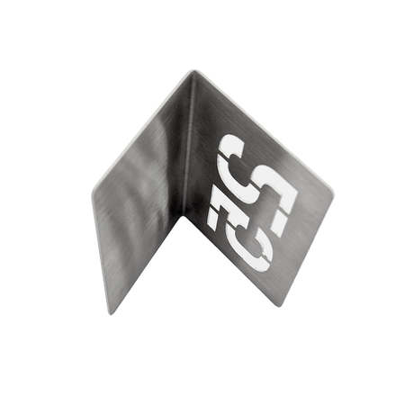 Tafelnummer van RVS in zilver met uitgesneden nummers 75x56x1mm - per 1 stuk