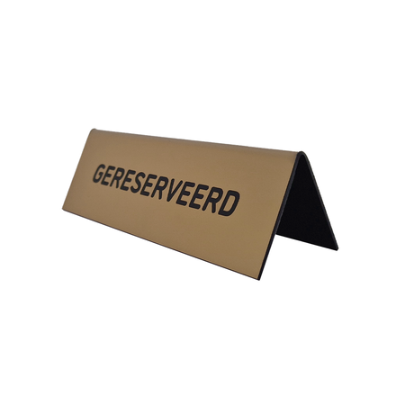 Gereserveerd bordje van acrylaat in brons met gravering 150x50mm  - per 1 stuk