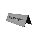 Gereserveerd bordje van acrylaat in zilver met gravering 150x50mm  - per 1 stuk