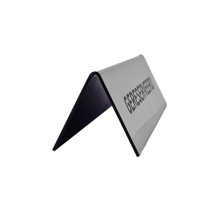 Gereserveerd bordje van acrylaat in zilver met gravering 150x50mm  - per 1 stuk