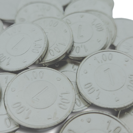 CombiCraft Staal vernikkelde automaat munt in formaat van € 1,00 munt voor winkelwagens - 100 stuks