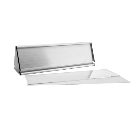 Bureau naambordje Prestige aluminium met papierinleg in zilverkleurig 245x77mm - per 1 stuk
