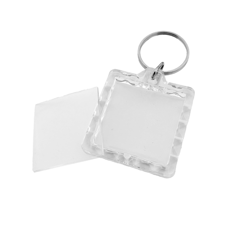 Plexiglas sleutelhanger blanco vierkant geribbeld 39x39mm - per 1 stuk